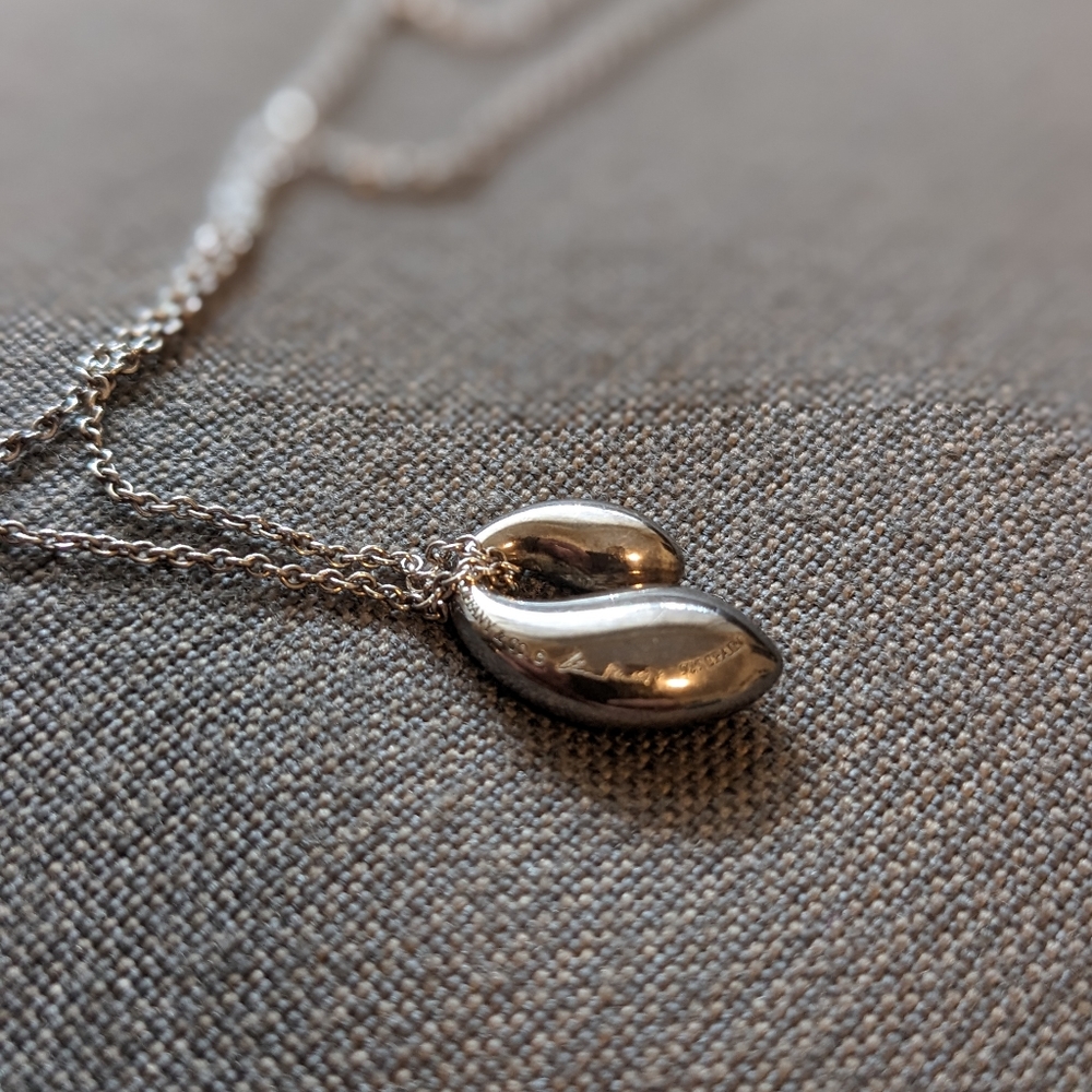 TIFFANY & CO. Logo Double Teardrop Chain Necklace Silver 925 No Box Or Bag